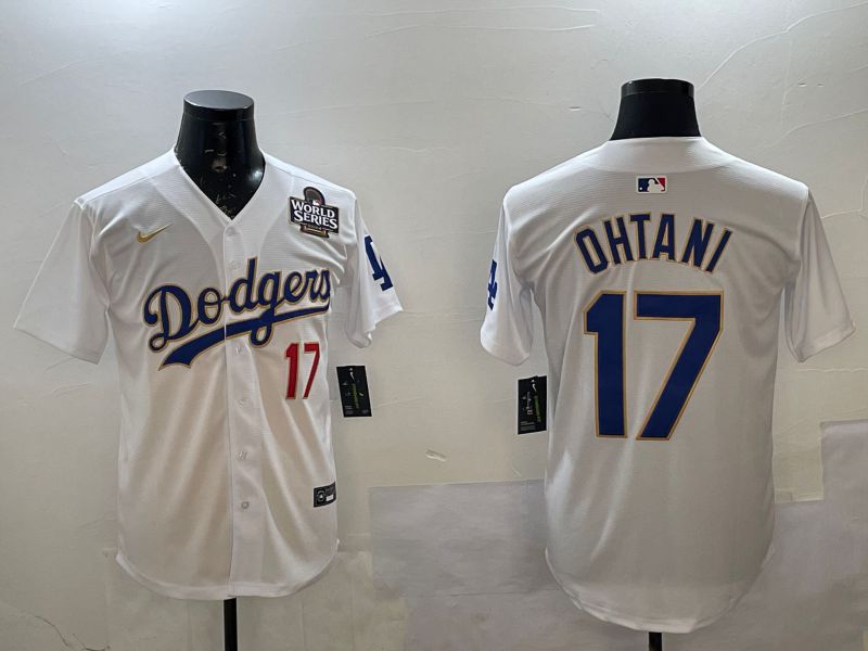 Men Los Angeles Dodgers #17 Ohtani White Gold Game 2025 Nike MLB Jersey style 02252->los angeles dodgers->MLB Jersey